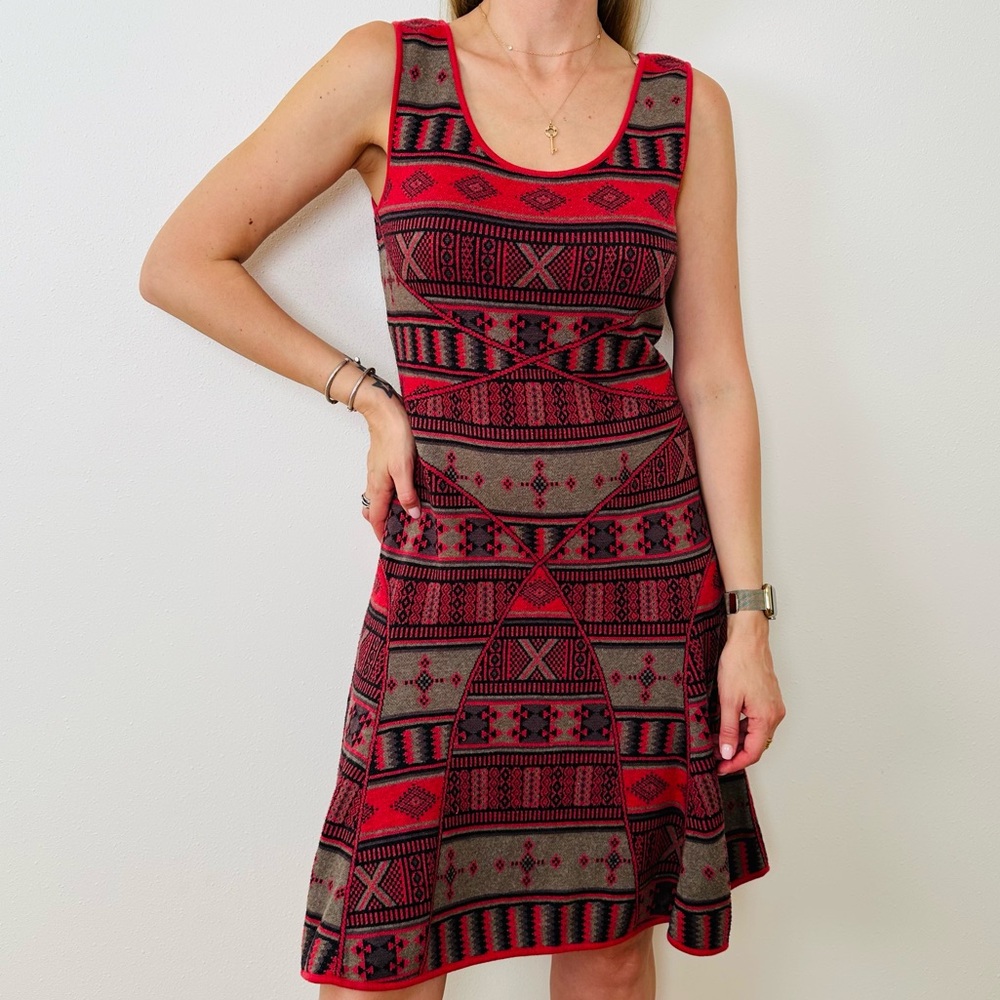 Peruvian Connection Pima Cotton Sleeveless Knit Dress Aztec print boho